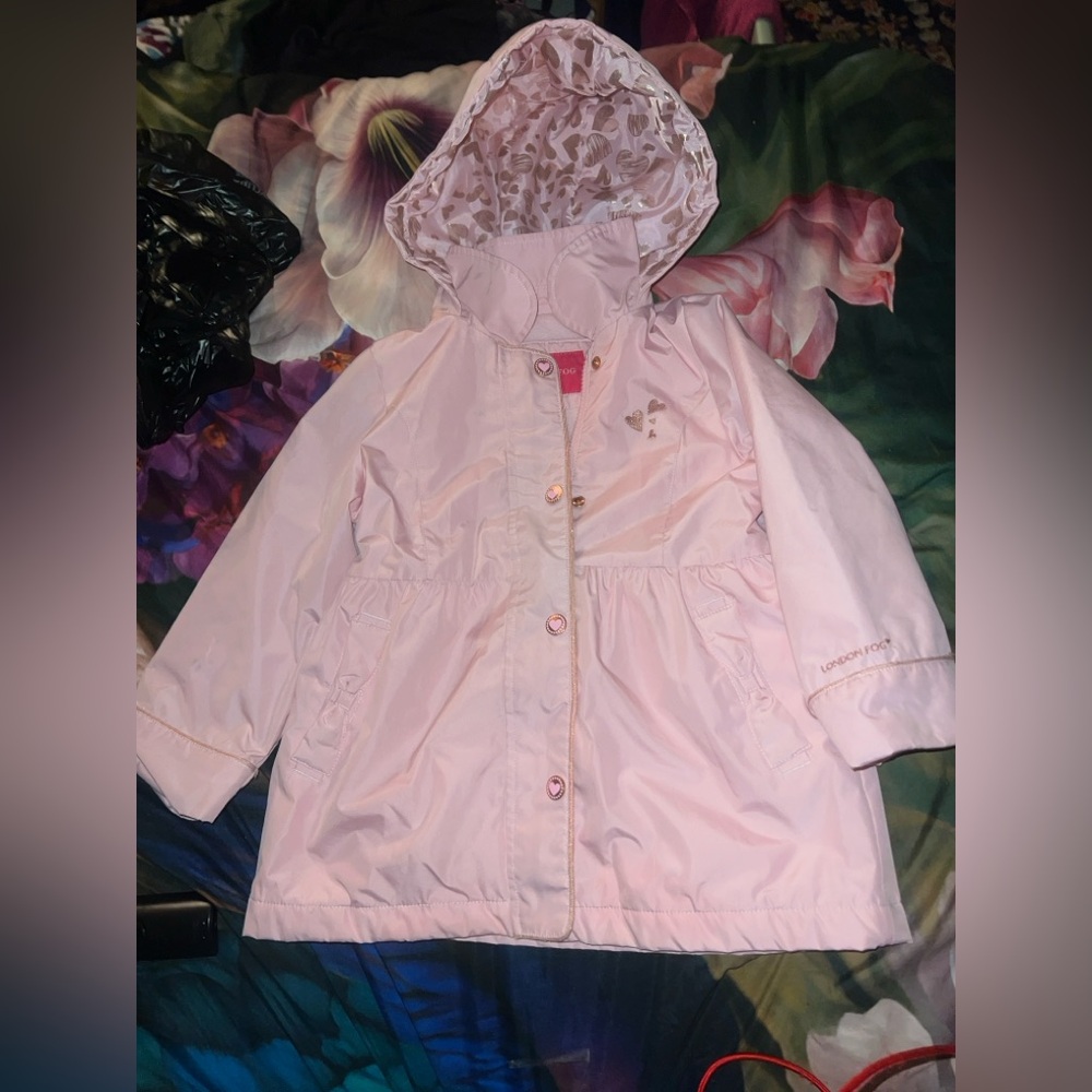 London Fog Light Pink Kids Raincoat with Hood